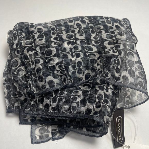 BNWTCoach silk/nylon blend black/silver scarf PRICE FIRM